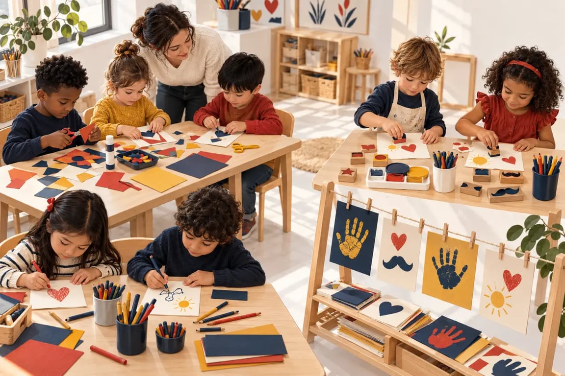 Activité fête des pères en classe avec cartes et créations manuelles