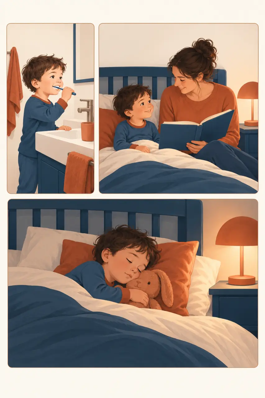 Rituel du coucher illustré pour une aide sommeil enfant 3 ans